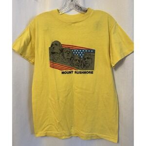 VTG 80s Mount Rushmore Yellow T Shirt Large Single Stitch South Dakota